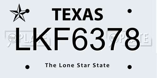 LKF6378 Texas License Plate