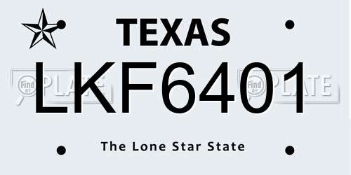 LKF6401 Texas License Plate