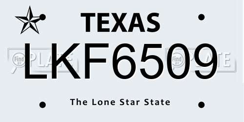LKF6509 Texas License Plate