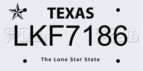 LKF7186 Texas License Plate