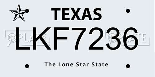 LKF7236 Texas License Plate