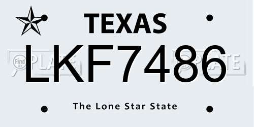 LKF7486 Texas License Plate