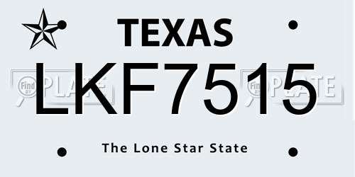 LKF7515 Texas License Plate
