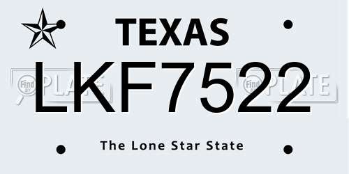 LKF7522 Texas License Plate