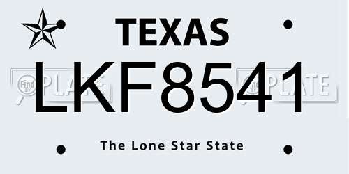LKF8541 Texas License Plate