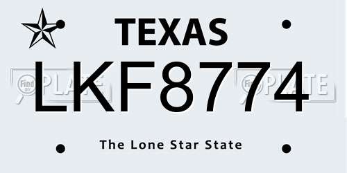 LKF8774 Texas License Plate