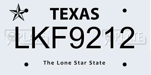 LKF9212 Texas License Plate