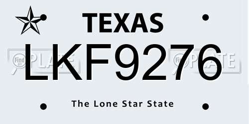 LKF9276 Texas License Plate