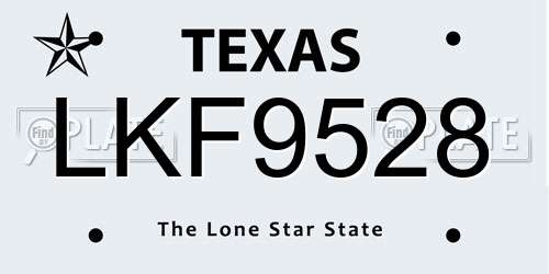 LKF9528 Texas License Plate
