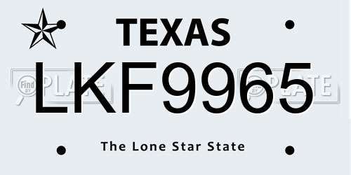 LKF9965 Texas License Plate