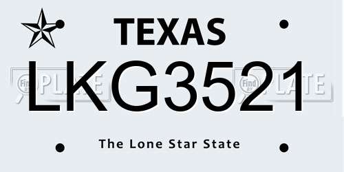 LKG3521 Texas License Plate
