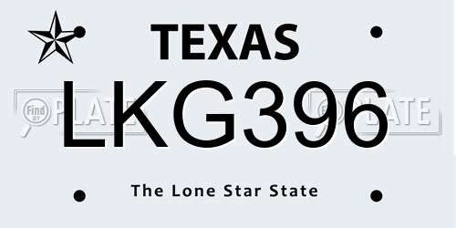 LKG396 Texas License Plate