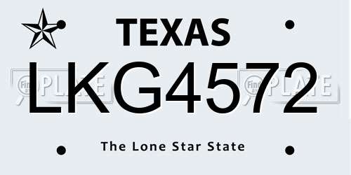 LKG4572 Texas License Plate