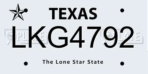LKG4792 Texas License Plate