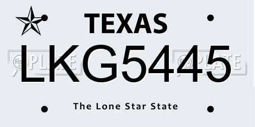 LKG5445 Texas License Plate
