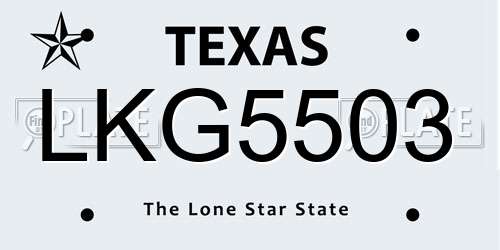 LKG5503 Texas License Plate
