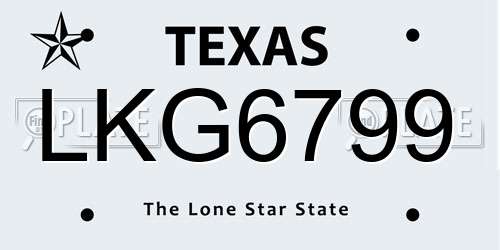 LKG6799 Texas License Plate