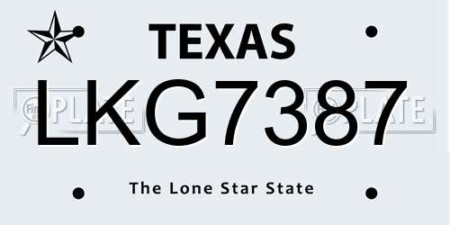 LKG7387 Texas License Plate