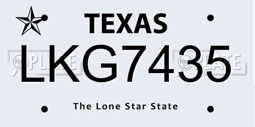 LKG7435 Texas License Plate