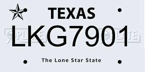 LKG7901 Texas License Plate
