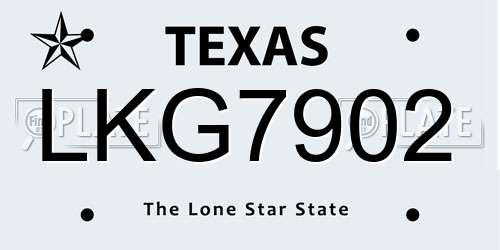 LKG7902 Texas License Plate