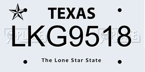 LKG9518 Texas License Plate