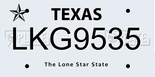 LKG9535 Texas License Plate