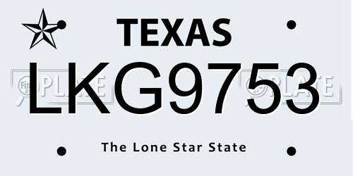 LKG9753 Texas License Plate