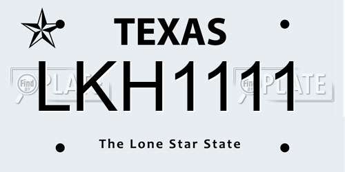 LKH1111 Texas License Plate