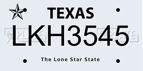 LKH3545 Texas License Plate