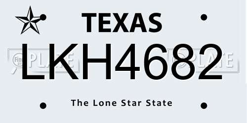 LKH4682 Texas License Plate