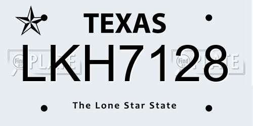 LKH7128 Texas License Plate