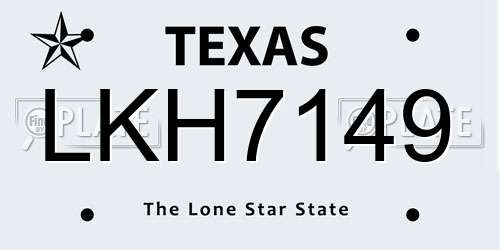 LKH7149 Texas License Plate