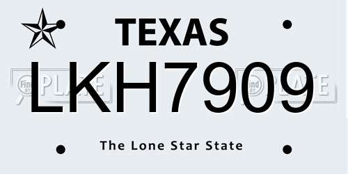 LKH7909 Texas License Plate
