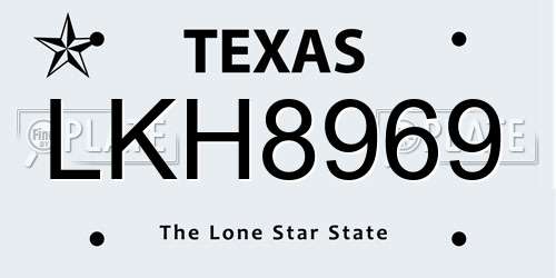 LKH8969 Texas License Plate