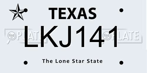 LKJ141 Texas License Plate