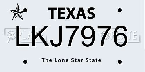 LKJ7976 Texas License Plate