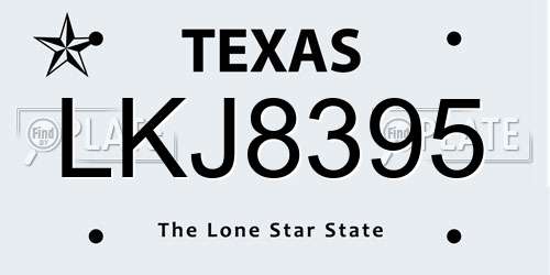 LKJ8395 Texas License Plate
