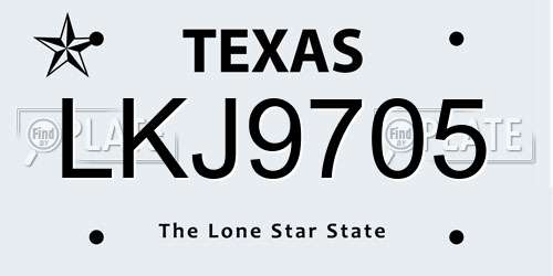 LKJ9705 Texas License Plate
