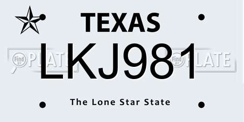 LKJ981 Texas License Plate