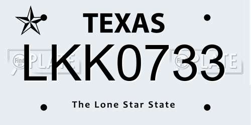 LKK0733 Texas License Plate