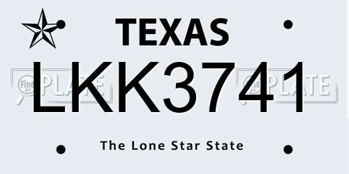 LKK3741 Texas License Plate