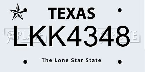 LKK4348 Texas License Plate