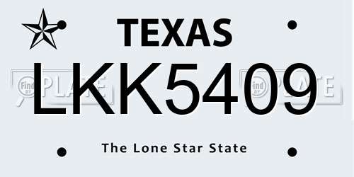 LKK5409 Texas License Plate