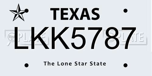 LKK5787 Texas License Plate