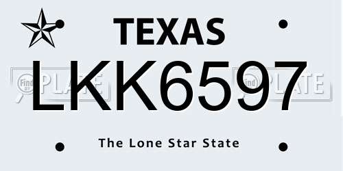 LKK6597 Texas License Plate