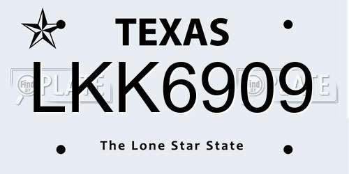 LKK6909 Texas License Plate