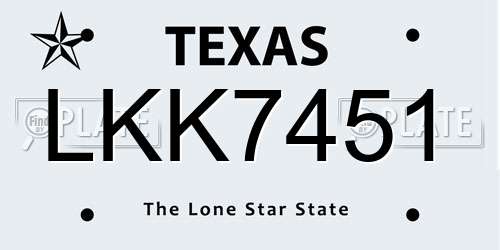 LKK7451 Texas License Plate