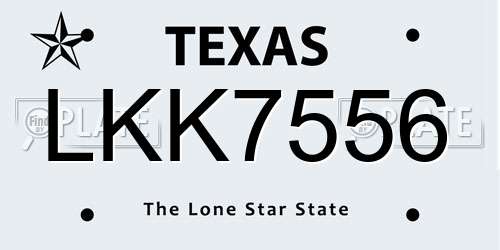LKK7556 Texas License Plate