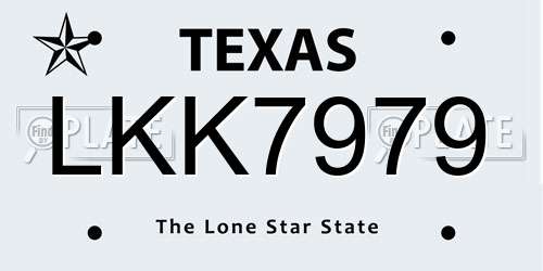 LKK7979 Texas License Plate